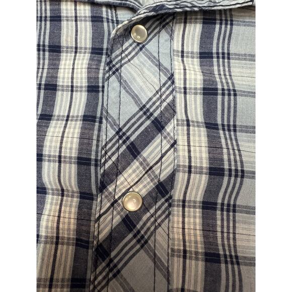 Wrangler Men’s Western Plaid Snap Button Shirt Blue Gray Short Sleeve XXL - Picture 4 of 10